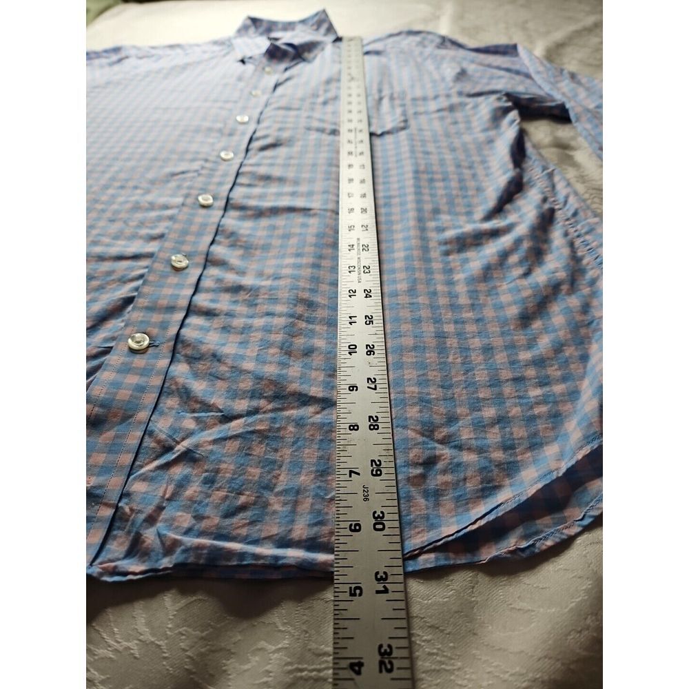 Vineyard Vines PINK BLUE Checked Long Sleeve Cotton SLIM FIT TUCKER Shirt Large - Picture 6 of 10